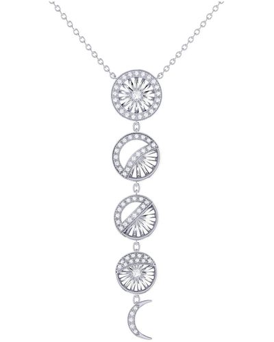 LuvMyJewelry Moon Phases Design Sterling Silver Diamond Necklace - White