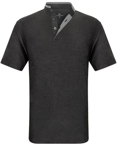 Mio Marino Short Sleeve Henley Polo Shirt - Black