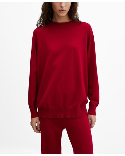 Mango Round-neck Knitted Sweater - Red