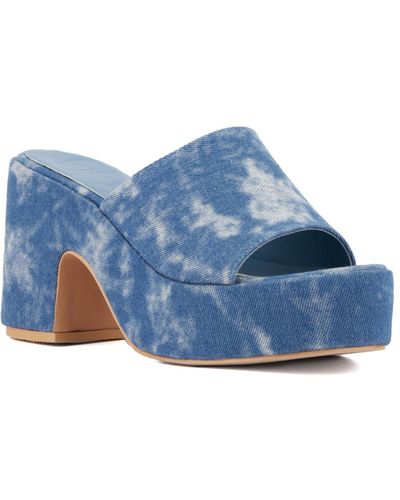 Olivia Miller Crush Platform Heel Sandals - Blue
