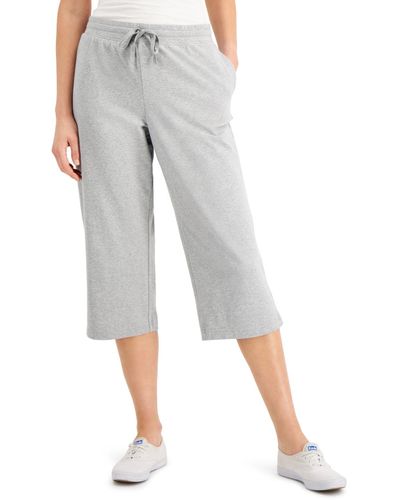 Karen Scott Knit Capri Pull On Pants - Gray