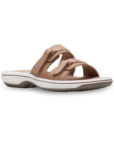 Clarks Cloudsteppers Breeze Piper Comfort Slide Sandals - Brown