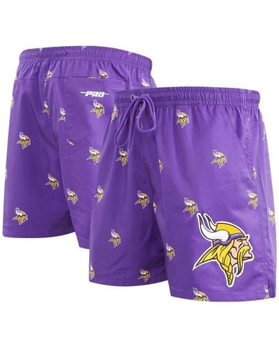 Pro Standard Minnesota Vikings Allover Print Mini Logo Shorts - Purple