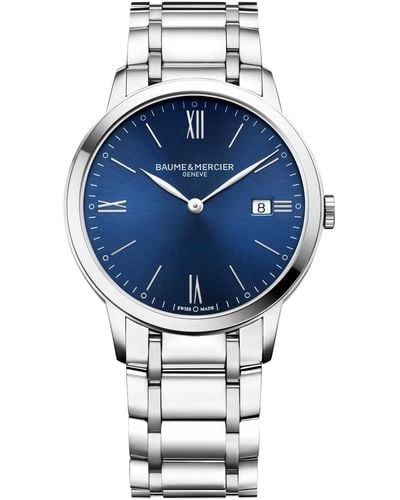 Baume & Mercier Swiss Classima Stainless Steel Bracelet Watch 40mm M0a10382 - Blue