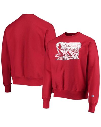 Champion Oklahoma Sooners Vault Logo Reverse Weave Pullover Sweatshirt - Red