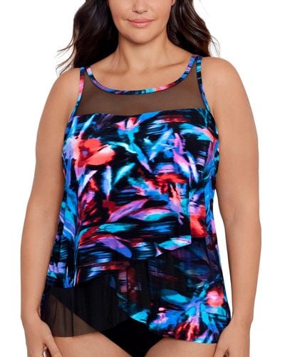 Miraclesuit Plus Size Mirage Underwire Tankini Top - Blue