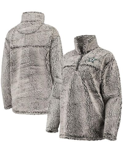G-III 4Her by Carl Banks Dallas Stars Sherpa Quarter-zip Pullover Jacket - Gray
