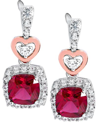 Macy's 14k Rose Gold Plated Heart Earrings - Red