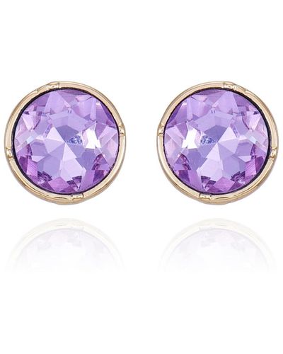 Tahari Tone Lilac Violet Glass Stone Stud Earrings - Purple