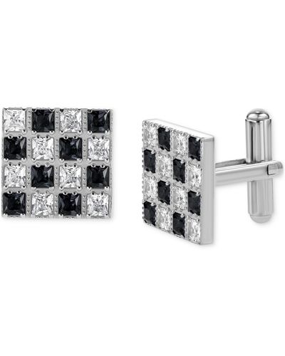 Black Jack Jewelry Jack Cubic Zirconia Checkerboard Square Cufflinks - Metallic
