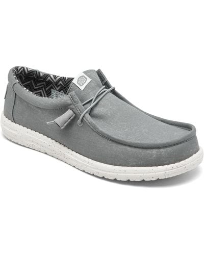 Hey Dude Wally Canvas Casual Moccasin Sneakers From Finish Line - Gray