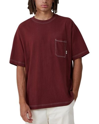 Cotton On Box Fit Pocket Crew Neck T-shirt - Red