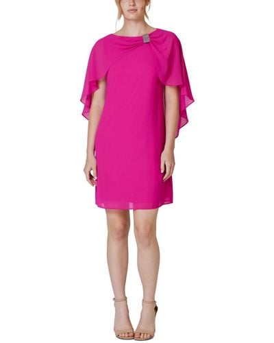 Jessica Howard Petite Chiffon Capelet Dress - Pink