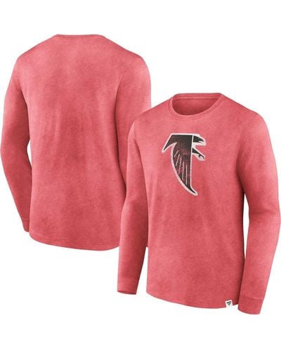 Fanatics Distressed Atlanta Falcons Washed Primary Long Sleeve T-shirt - Pink