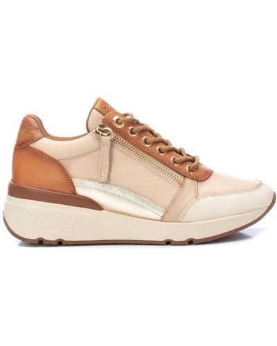 Xti Carmela Leather Sneakers By - Natural