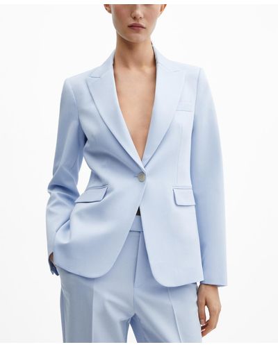 Mango Fitted Suit Blazer - Blue