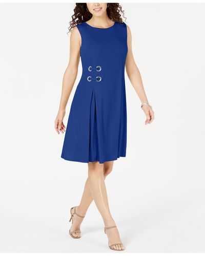 Macy's Jm Collection Petite Grommet-waist Dress, Created For - Blue