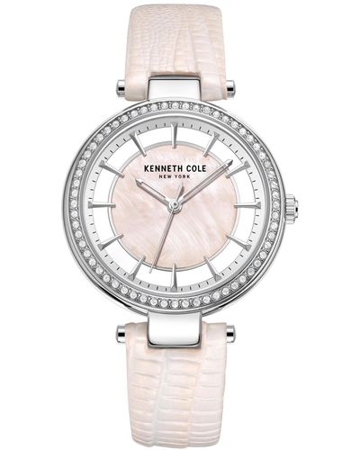 Kenneth Cole Transparency Leather Strap Watch 34mm - Pink