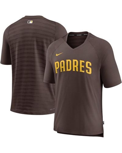 Nike San Diego Padres Authentic Collection Pregame Raglan Performance V-neck T-shirt - Brown