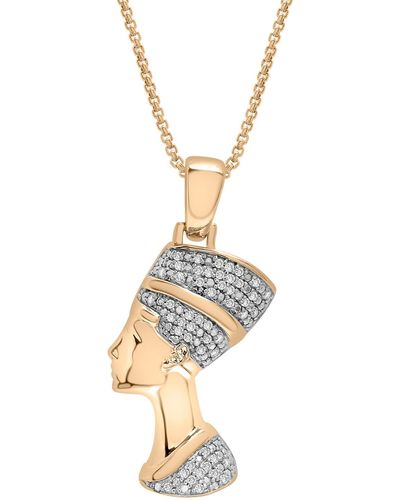 Macy's Diamond Nefertiti 22" Pendant Necklace (1/4 Ct. T.w. - Metallic