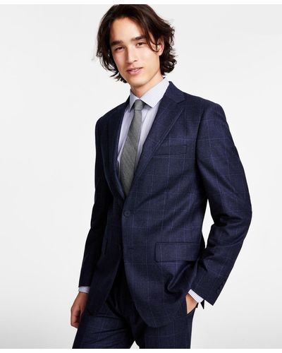 Calvin Klein Slim-fit Wool-blend Stretch Suit Jacket - Blue
