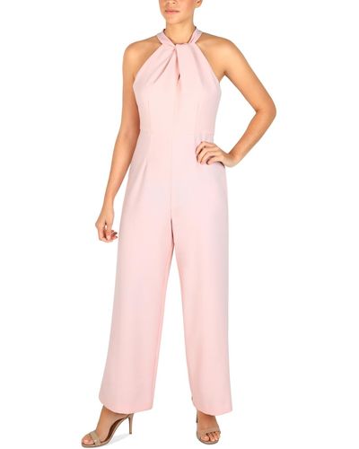 Julia Jordan Twist-front Halter Jumpsuit - Pink