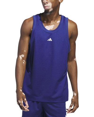 adidas Legends Sleeveless 3-stripes Logo Basketball Tank - Blue