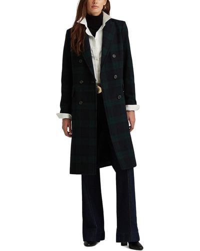 Lauren by Ralph Lauren Plaid Wool-blend Coat - Black