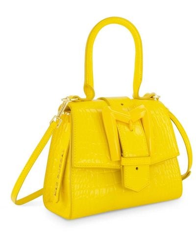 Mac Duggal Crocodile Leather Buckle Detail Mini Handbag - Yellow