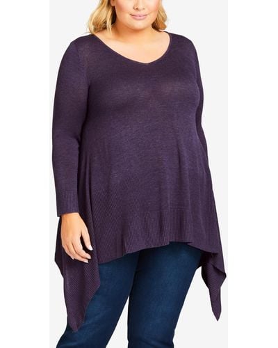 Avenue Plus Size Ariel Tunic Sweater - Purple