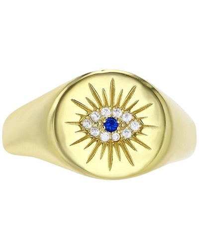 Macy's Cubic Zirconia & Lab Grown Blue Spinel Accent Evil Eye Ring - Metallic