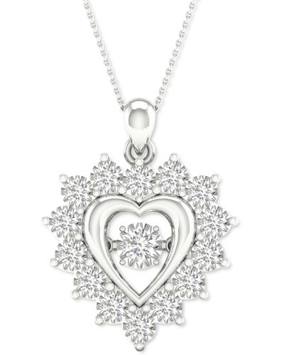 Twinkling Diamond Star Diamond Heart 18" Pendant Necklace (1/2 Ct. T.w. - White