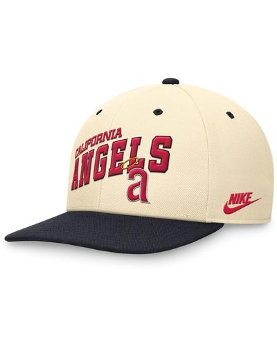 Nike Cream/navy California Angels Rewind Cooperstown Collection Performance Snapback Hat - Pink