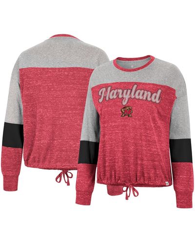 Colosseum Athletics Maryland Terrapins Joanna Tie Front Long Sleeve T-shirt - Red