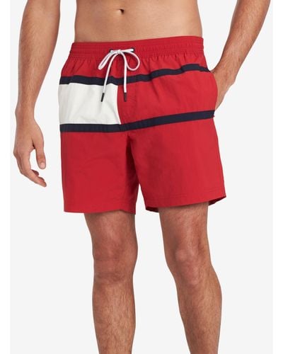 Tommy Hilfiger Tommy Flag 6.5" Swim Trunks, Created For Macy's - Red