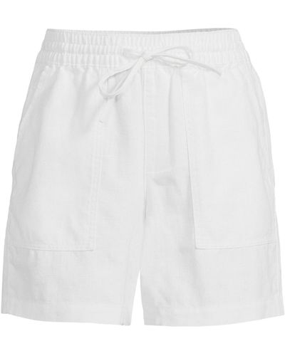 Lands' End High Rise Drawstring A-line 7" Linen Shorts - White