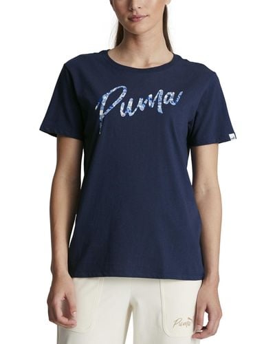 PUMA Live In Cotton Graphic Short-sleeve T-shirt - Blue