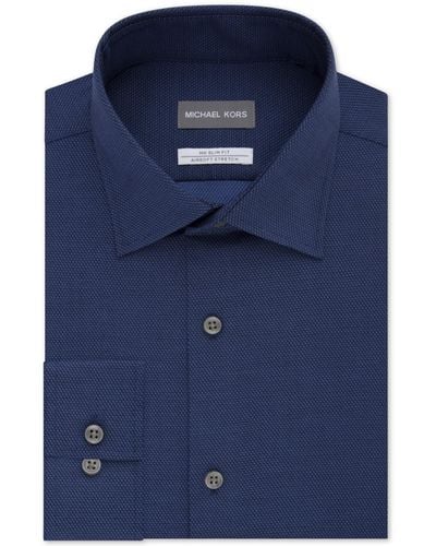 Michael Kors Slim Fit Airsoft Performance Non-iron Dress Shirt - Blue