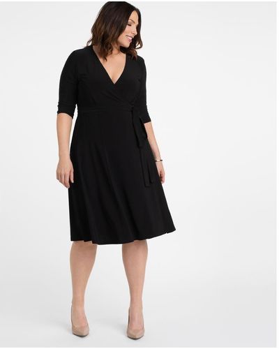 Kiyonna Plus Size Essential Wrap Dress - Black