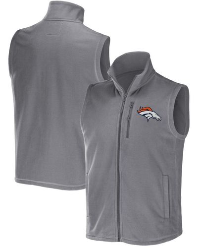 Fanatics Nfl X Darius Rucker Collection By Denver Broncos Polar Fleece Full-zip Vest - Gray