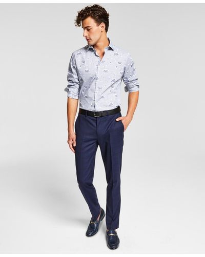 BarIII Slim-fit Blue Plaid Suit Pants, Created For Macy's