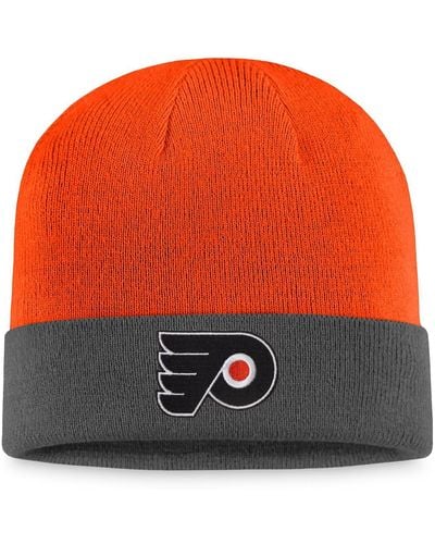 Fanatics Charcoal And Orange Philadelphia Flyers Team Cuffed Knit Hat
