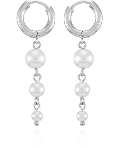 Tahari Tone Imitation Pearl Linear Drop Earrings - White