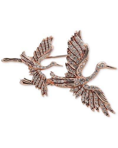 Anne Klein Pave Crystal Double Birds In Flight Pin - White