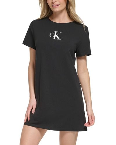 Calvin Klein Logo T-shirt Dress Swim Cover-up - Black