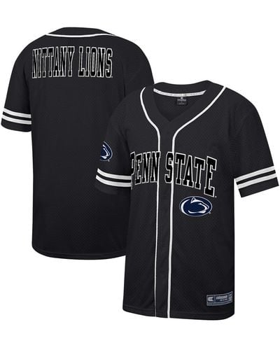 Colosseum Athletics Penn State Nittany Lions Free Spirited Mesh Button-up Baseball Jersey - Black