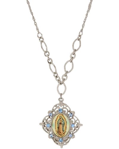 2028 Enamel Crystal Lady Of Guadalupe Necklace - Metallic