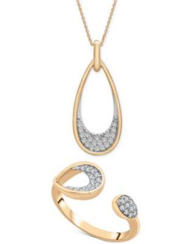 Wrapped in Love Diamond Pave Pendant Necklace Cuff Ring Collection In 14k Gold Created For Macys - Metallic