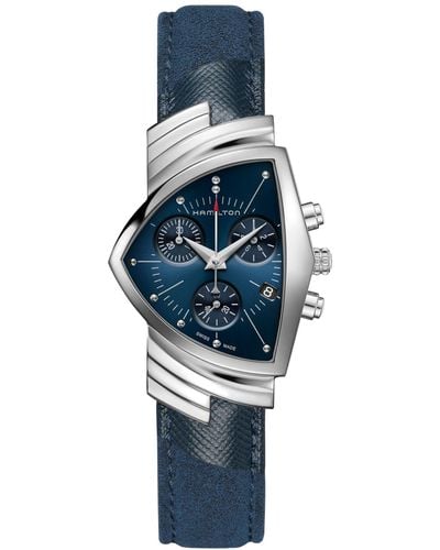 Hamilton Swiss Chronograph Ventura Textile Strap Watch 32x50mm - Blue