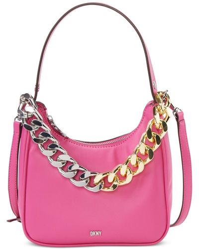 DKNY Elissa Graffiti Logo Leather Shoulder Bag, Created For Macy's in Pink